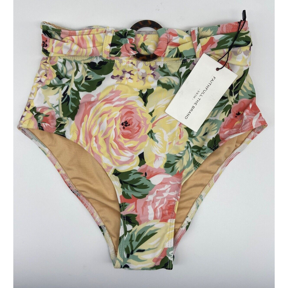 NWT Faithful the Brand Swim Bikini Bottom Sz XS Venissa Floral Print Ring Detail